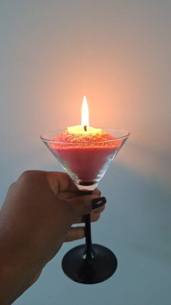 Bougie de sable rose cerise noire