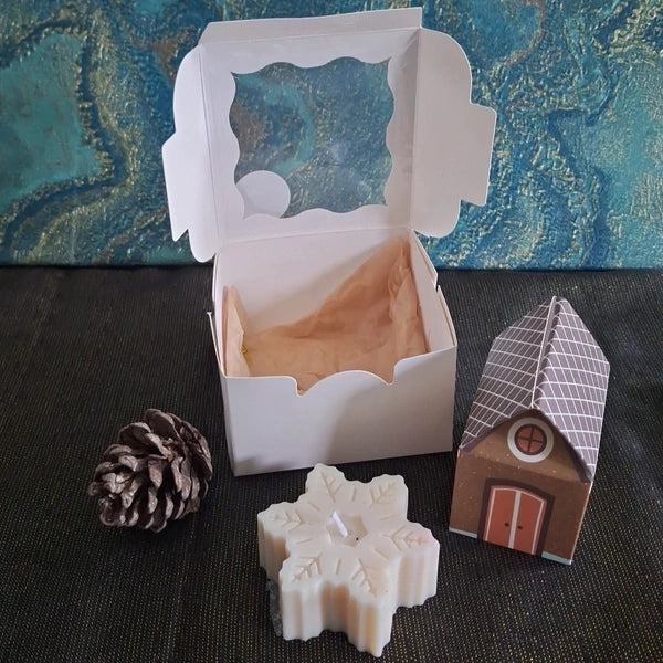 Ambiance d'hiver bougie flocon artisanale
Prête à offrir pour secret santa cadeau invité