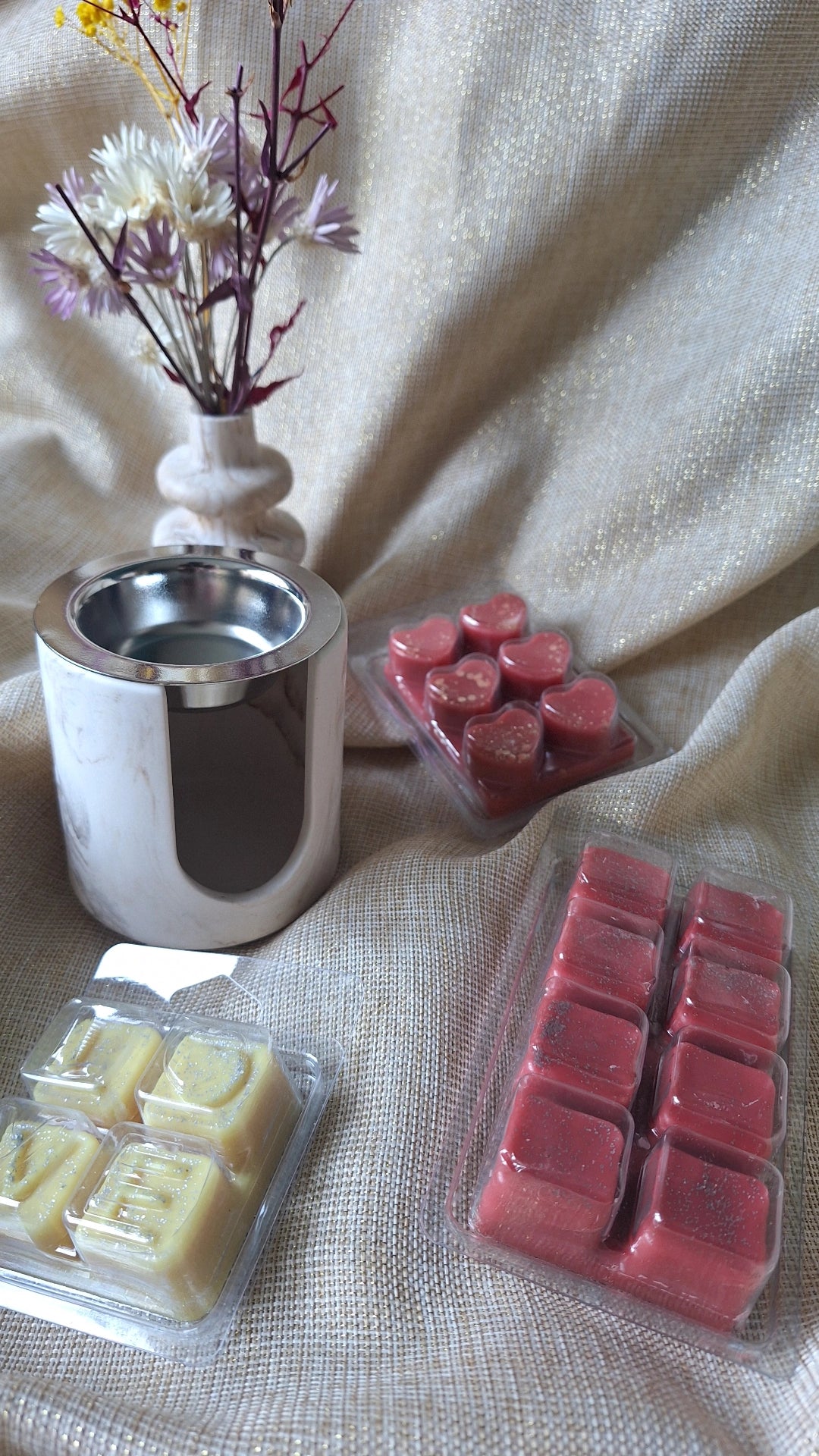 3 types de fondants coeur live tablette personnalisables et bruleur de parfum