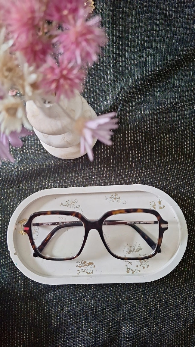 Plateau pour lunettes clefs bijoux feuille d or et jesmonite made in roubaix