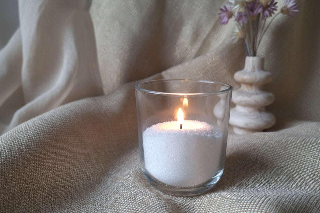 On profite de l'ambiance lumineuse

"Sable de cire végétale parfumée de Grasse pour création de bougie DIY facile"