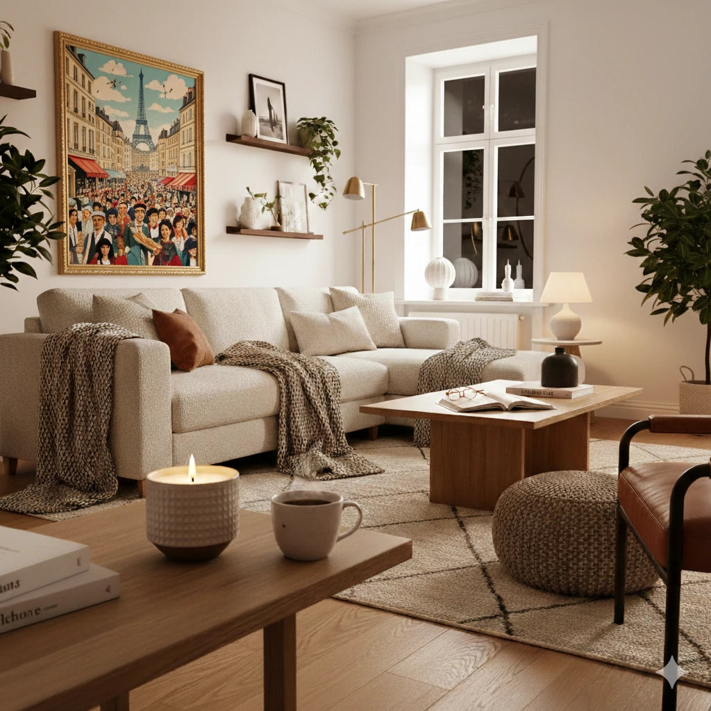 Intérieur chaleureux cosy tons neutres